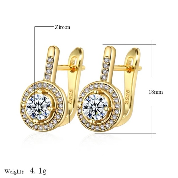 Round yellow gold plated stud earrings - Picture 4 of 4